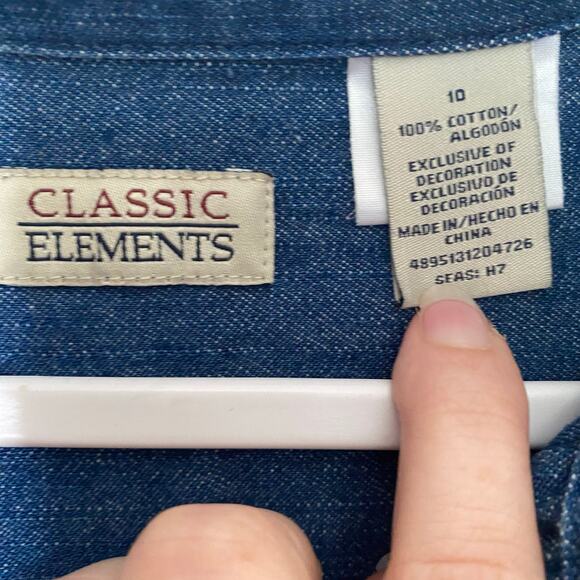 Halloween embroidered Shirt Denim Blue Womens Size 10 Witch Black Cat - Picture 7 of 7